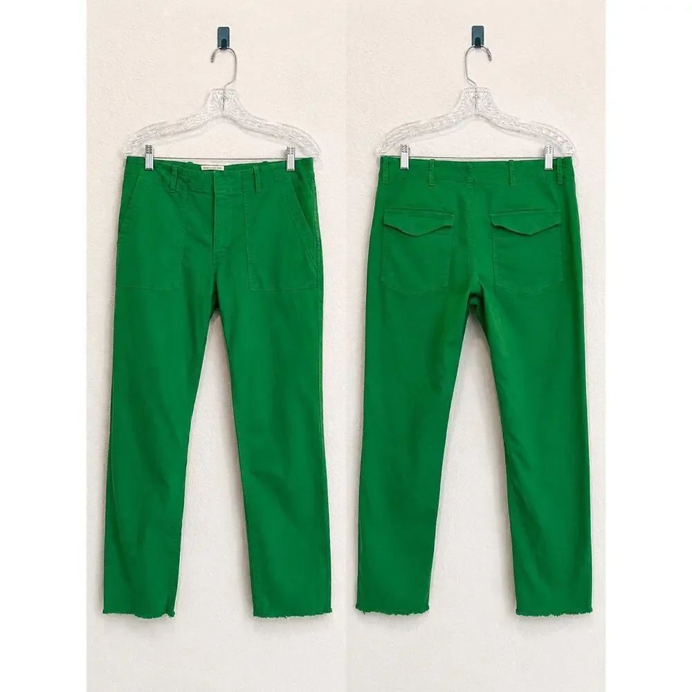 Nili Lotan Jenna Pants US 8 Kelly Green Raw Hem Utility Stretch Cotton - Picture 7 of 8